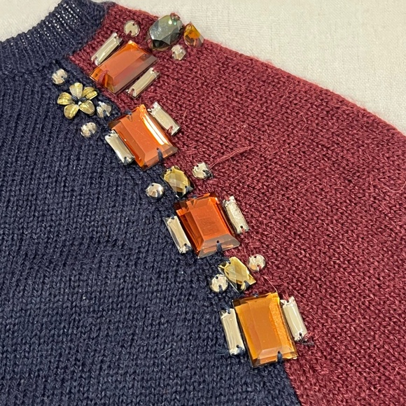 J Crew Merino Wool Sweater Top Jewel Embellishment Womens XS - Picture 4 of 7
